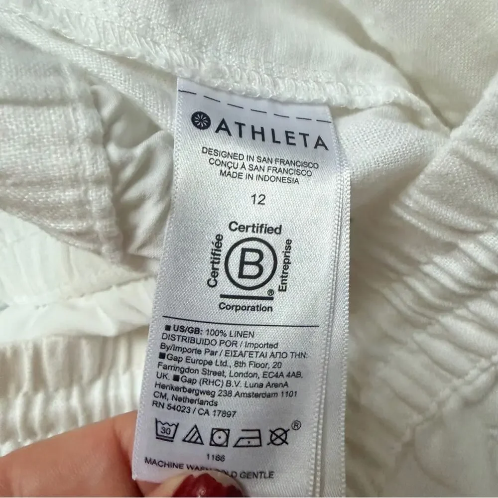 Athleta Pants Size 12 White 100% Linen Retreat Jogger - Picture 6 of 7